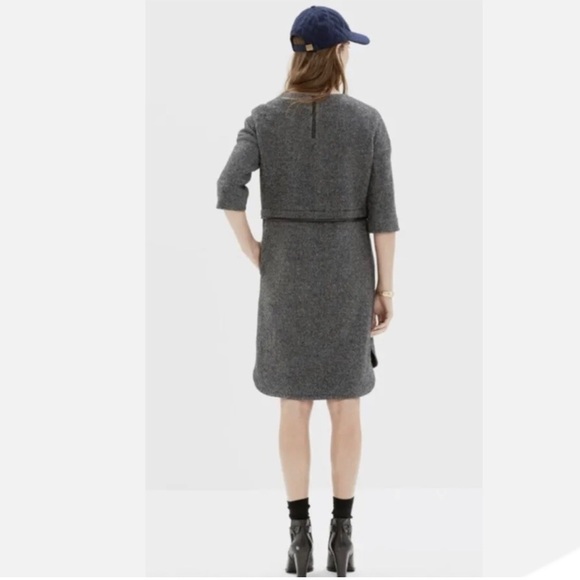 ⭐️ Madewell Leather Pocket Installation Dress Gray Black Wool Medium - Picture 3 of 10